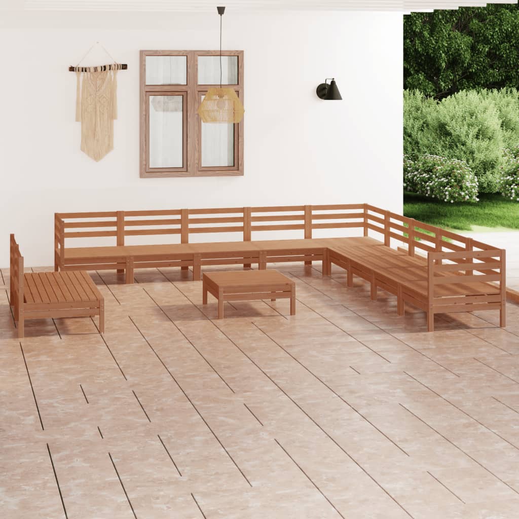 vidaXL 12-dielna záhradná sedacia súprava, borovicový masív, medová