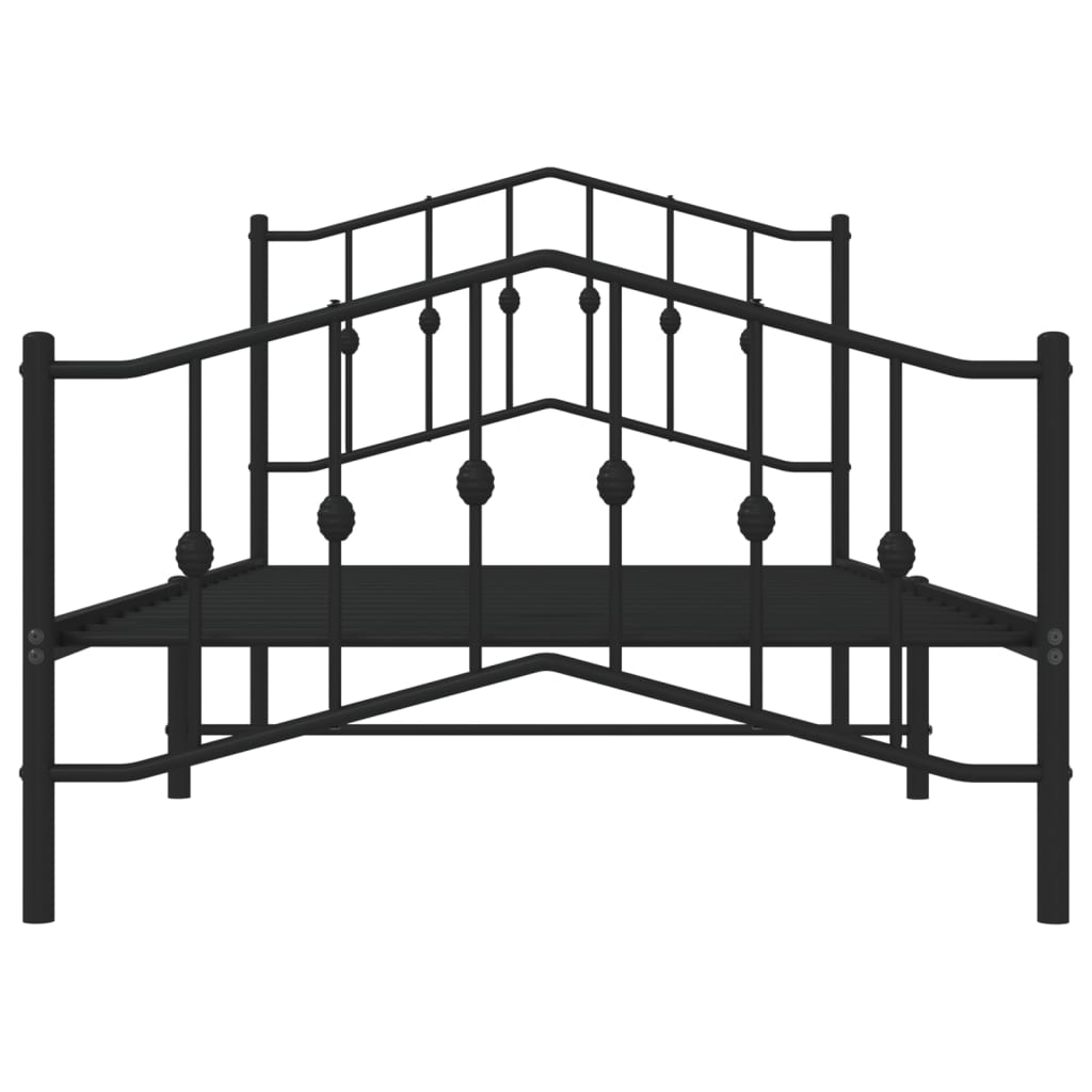vidaXL Kovový rám postele so zadným a predným čelom čierny 100x190 cm