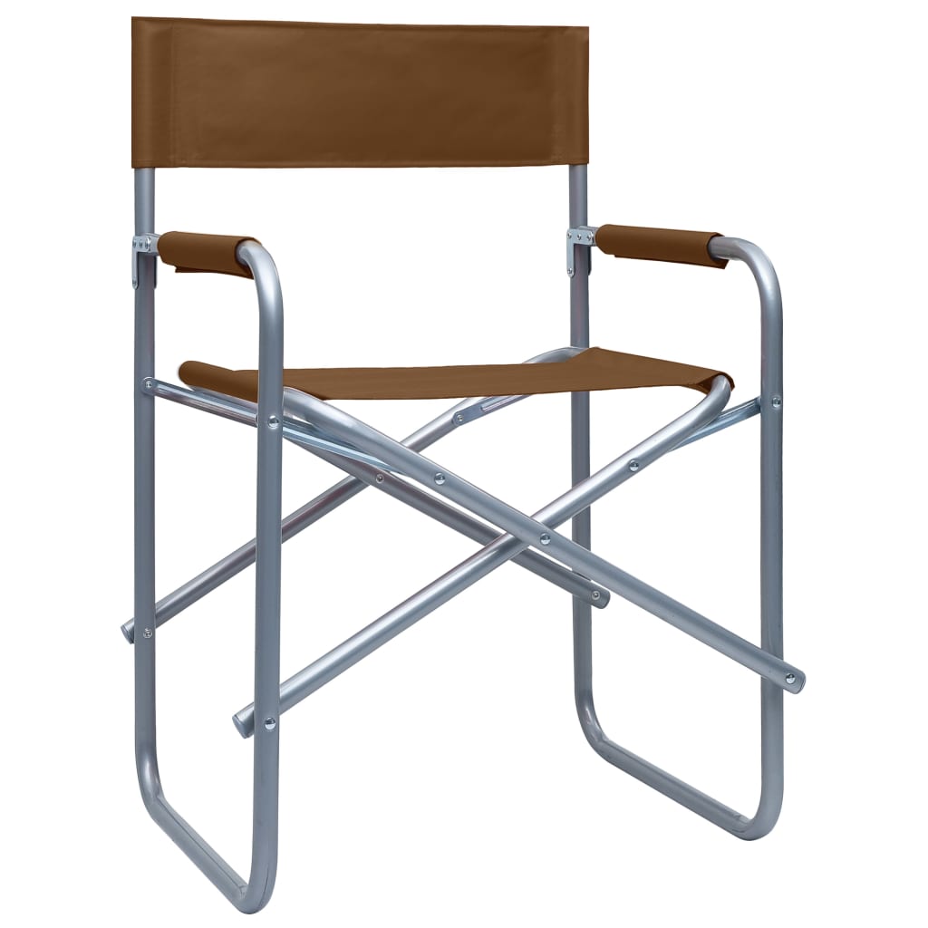 vidaXL Režisérske stoličky 2 ks, oceľ, hnedé