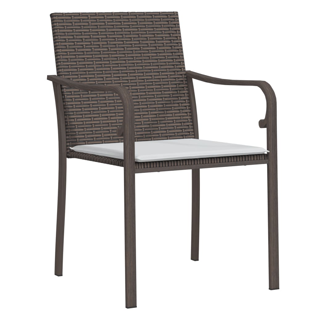 vidaXL Záhradné stoličky s vankúšmi 6 ks hnedé 56x59x84 cm polyratan