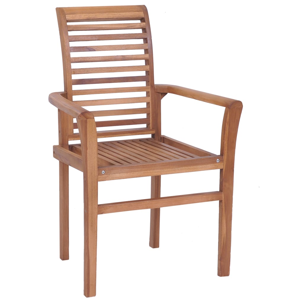 vidaXL Jedálenské stoličky 4 ks, antracitové podložky, tíkový masív