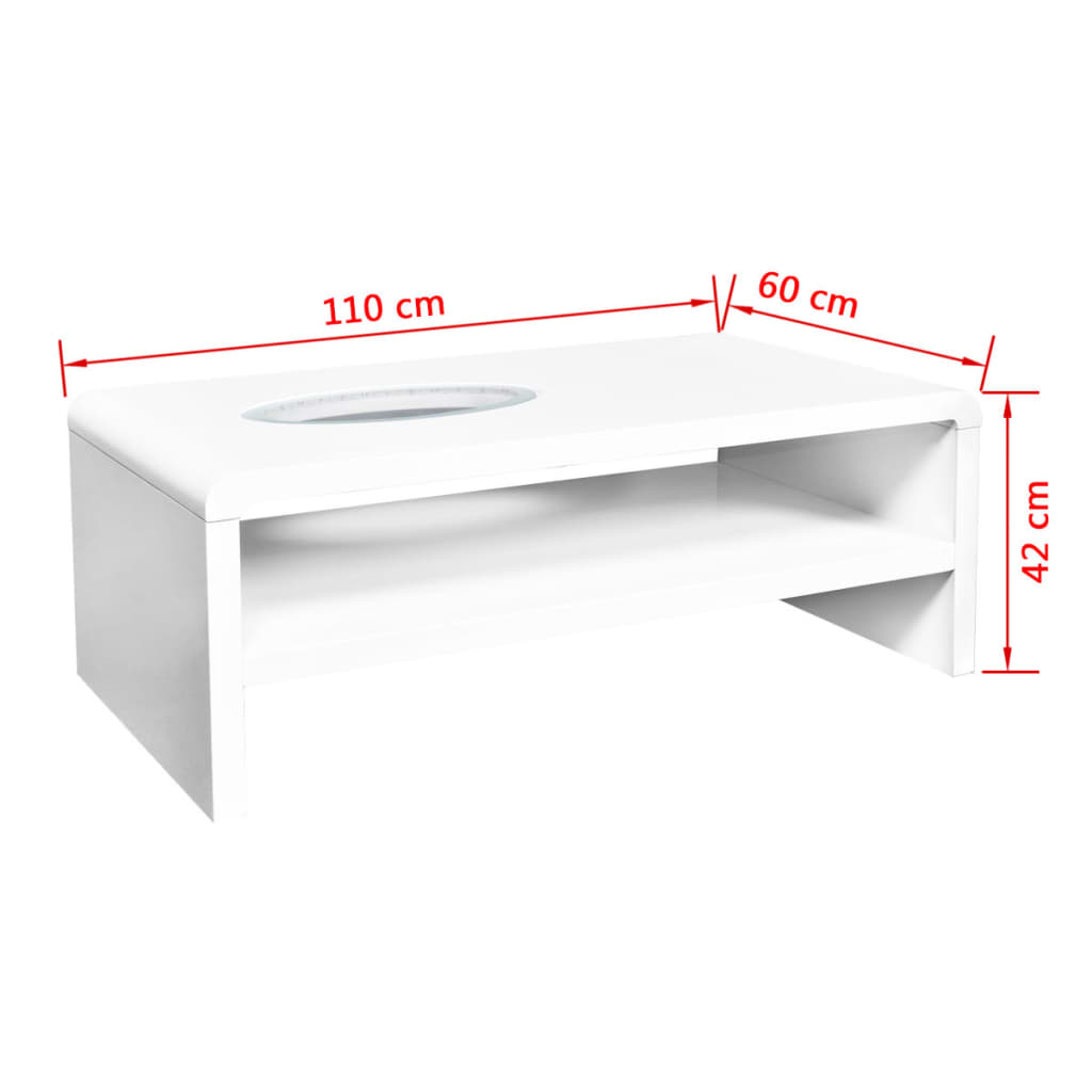 vidaXL Konferenčný stolík s LED osvetlením, vysoký lesk, biely