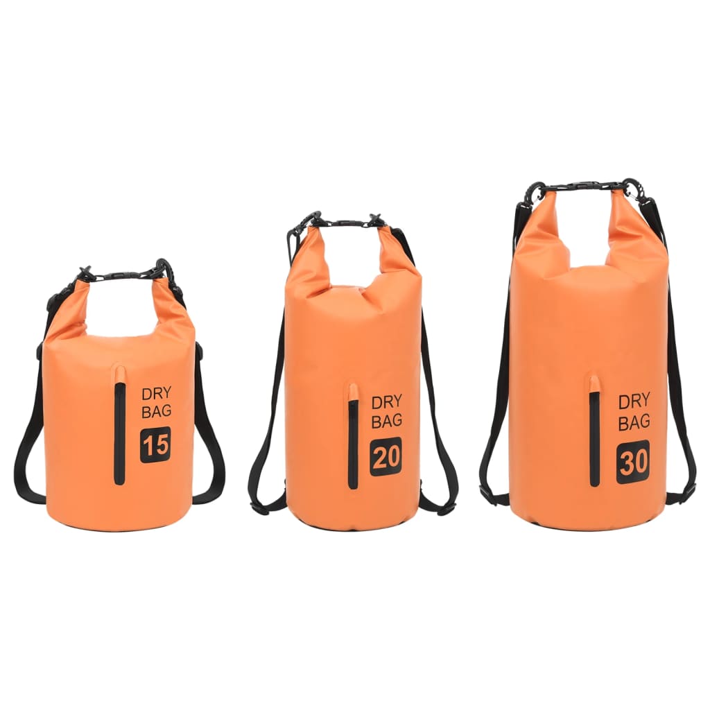 vidaXL Suchá taška so zipsom oranžová 30 l PVC