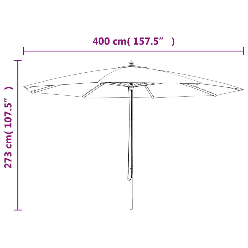 vidaXL Záhradný slnečník s drevenou tyčou pieskový 400x273 cm