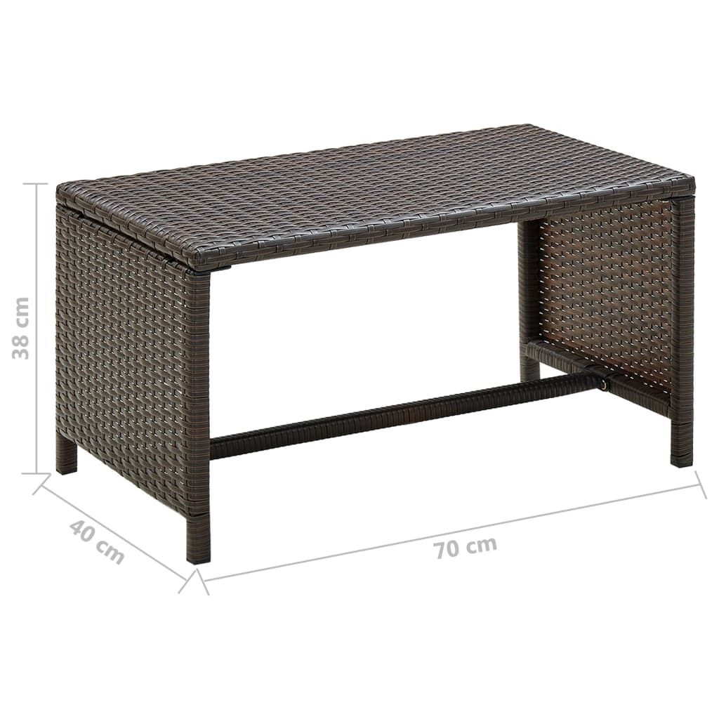 vidaXL Konferenčný stolík hnedý 70x40x38 cm polyratan