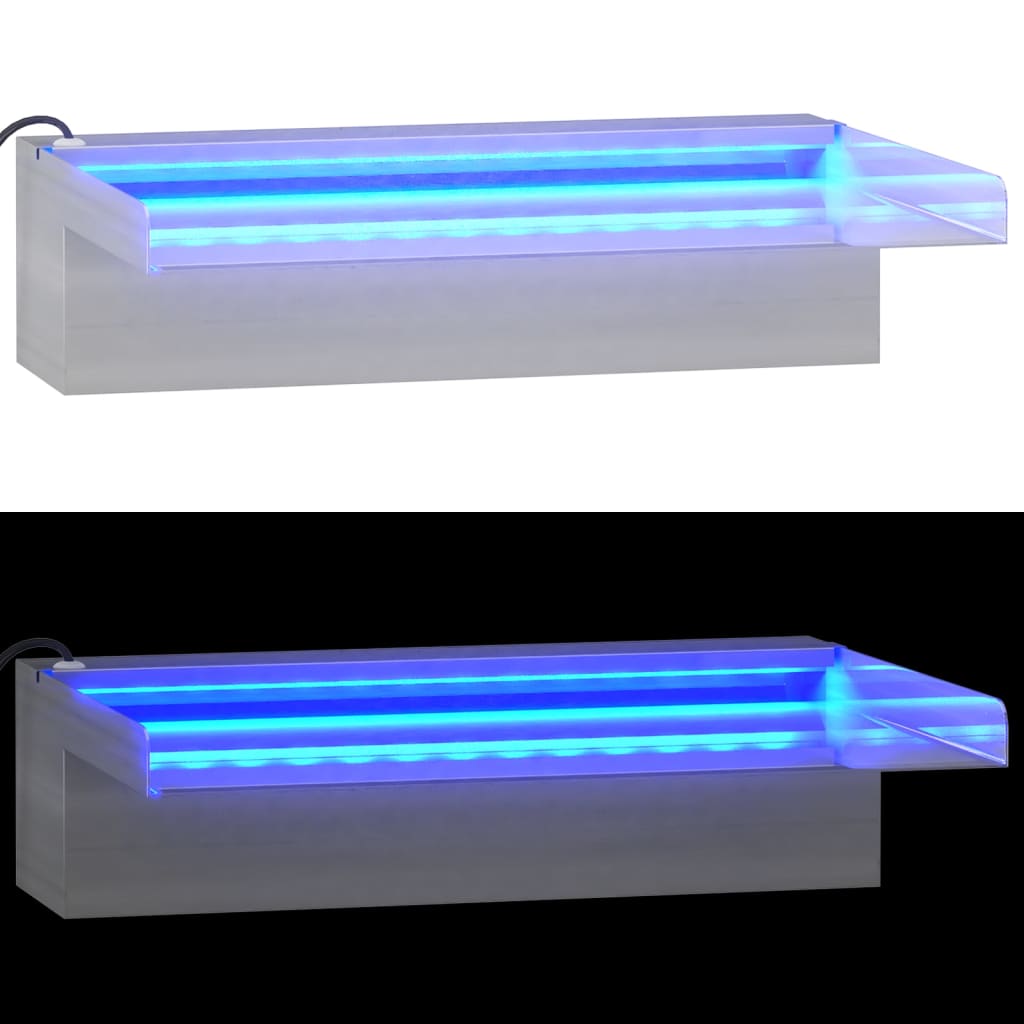 vidaXL Vodopádový prepad s RGB LED diódami nehrdzavejúca oceľ 30 cm