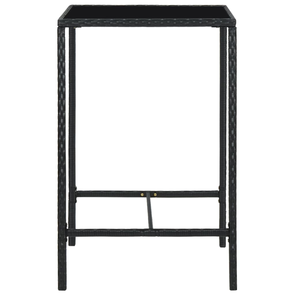 vidaXL Záhradný barový stôl čierny 70x70x110 cm polyratan a sklo