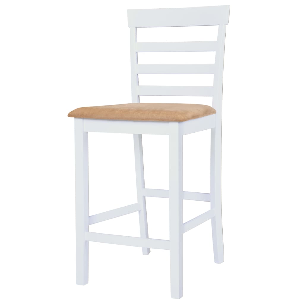 vidaXL Barový stôl a stoličky, 3 kusy, masív, hnedá a biela