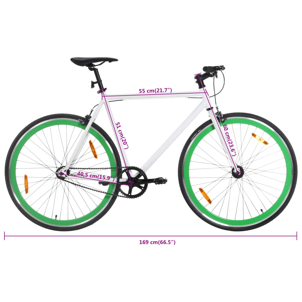 vidaXL Bicykel s pevným prevodom bielo-zelený 700c 51 cm