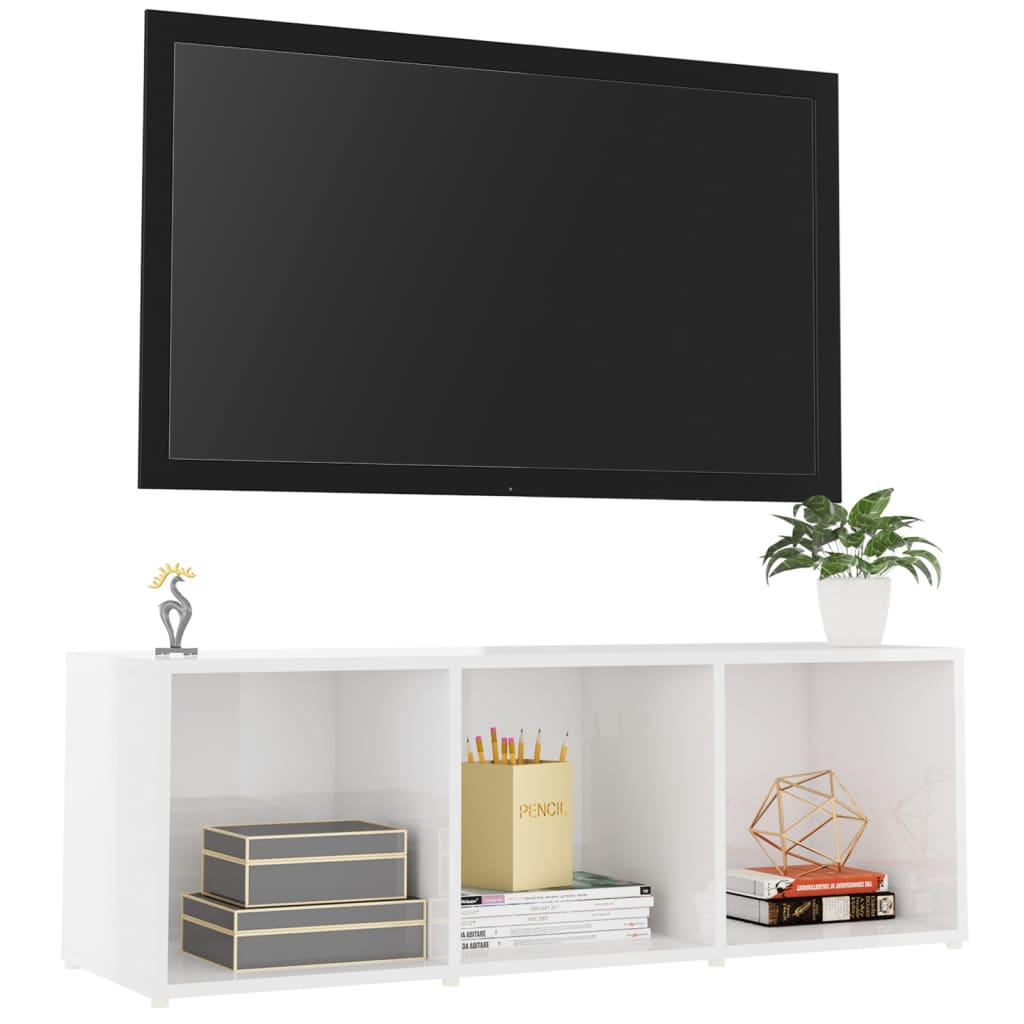 vidaXL TV skrinka, lesklá biela 107x35x37 cm, kompozitné drevo