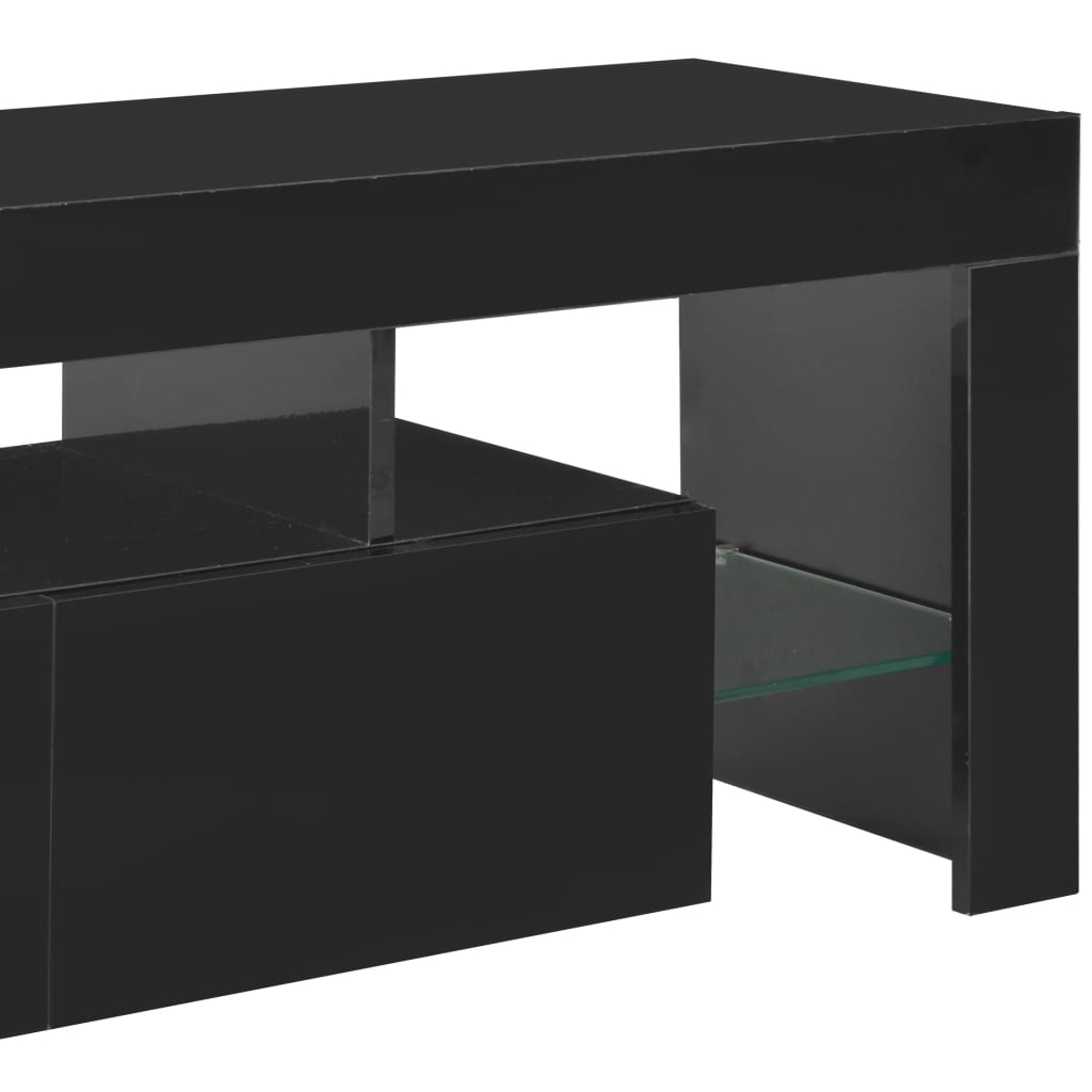 vidaXL TV skrinka s LED svetlami, vysoký lesk, čierna 130x35x45 cm