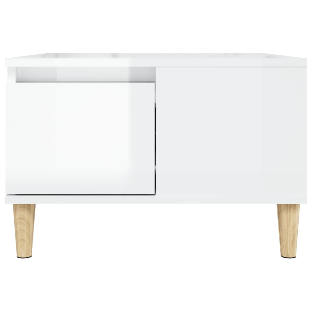 vidaXL Konferenčný stolík lesklý biely 55x55x36,5 cm spracované drevo