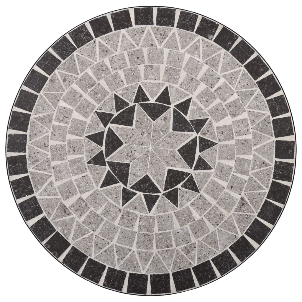 vidaXL Mozaikový bistro stolík, sivý 61 cm, keramika