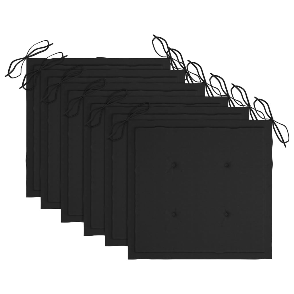 vidaXL Jedálenské stoličky 6 ks čierne podložky tíkový masív