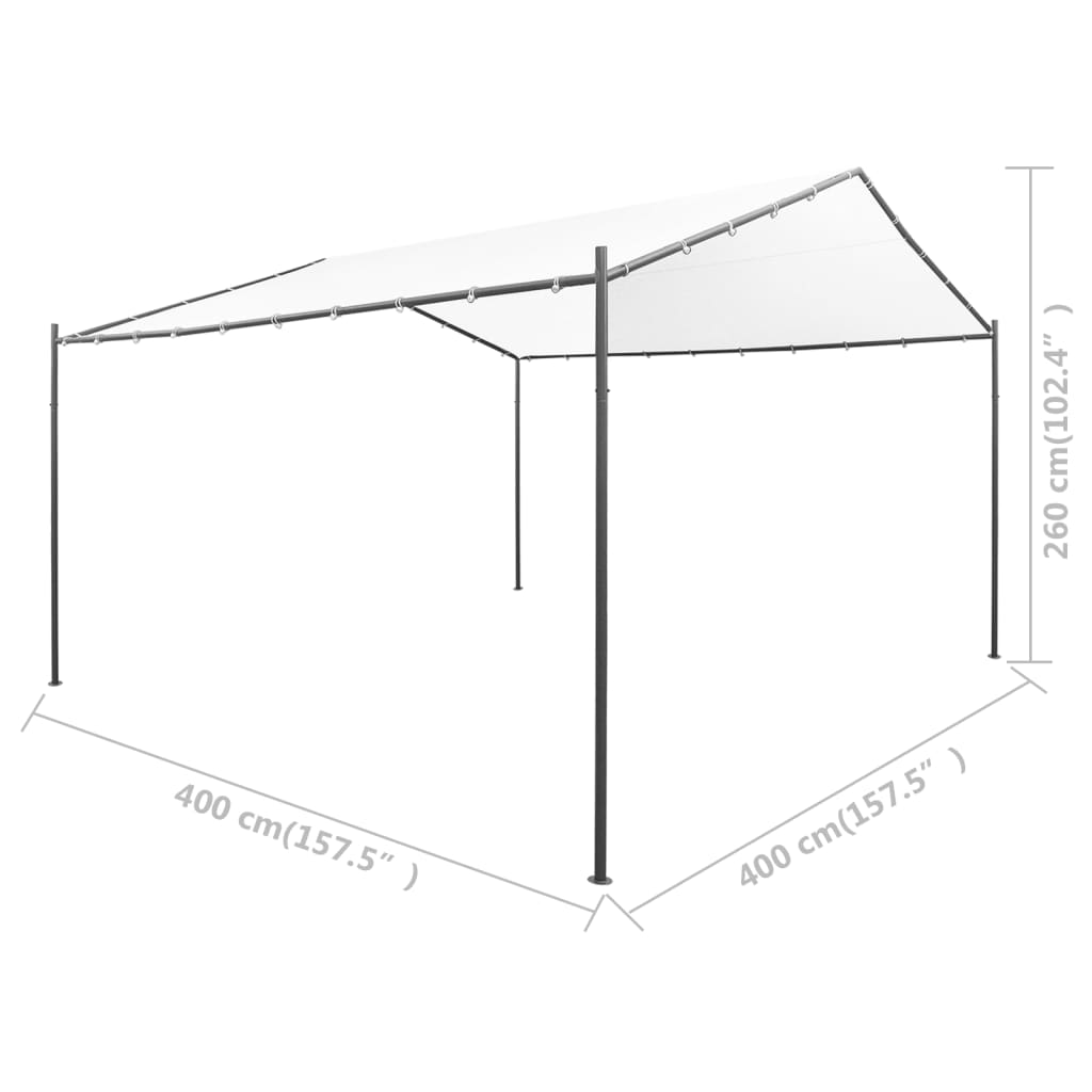 vidaXL Záhradný altánok 400x400x260 cm, biely 180 g/m²