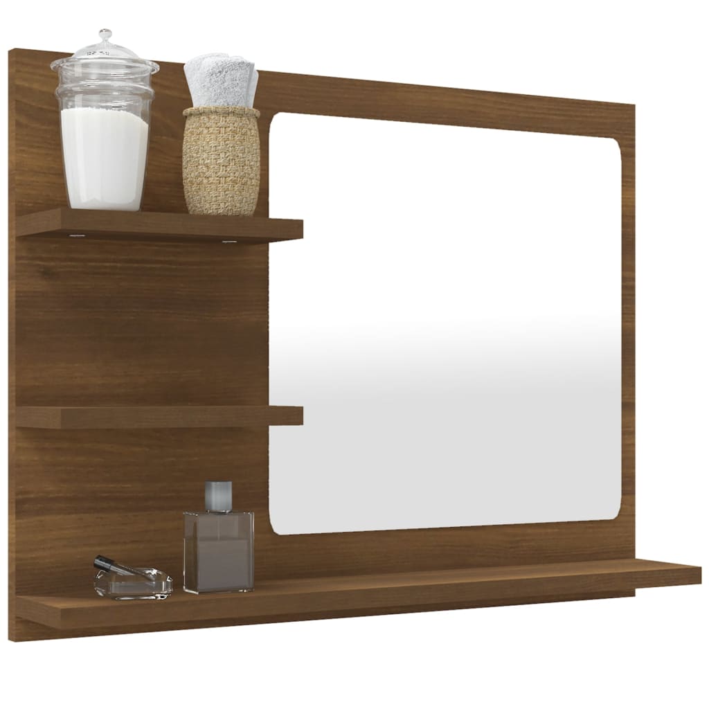 vidaXL Kúpeľňové zrkadlo hnedý dub 60x10,5x45 cm spracované drevo