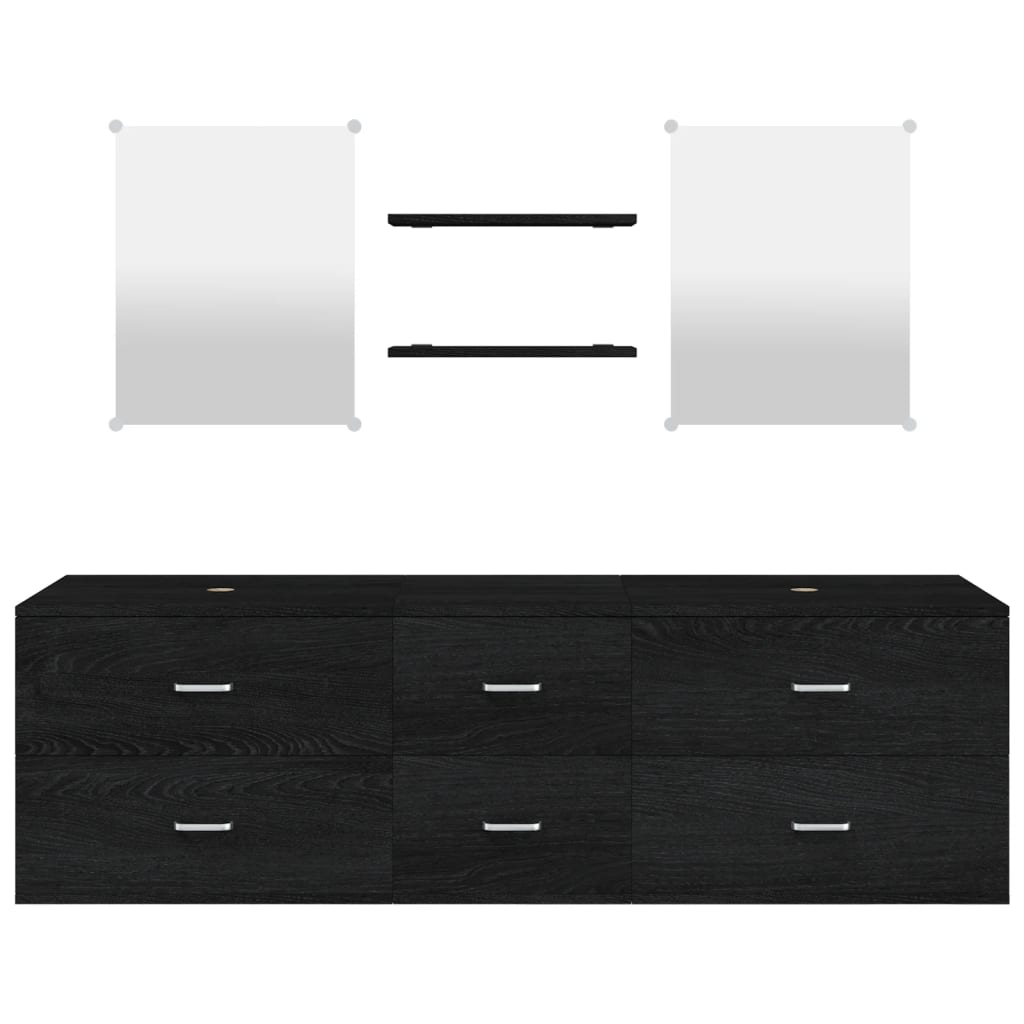 vidaXL 5-dielna sada kúpeľňového nábytku čierna kompozitné drevo