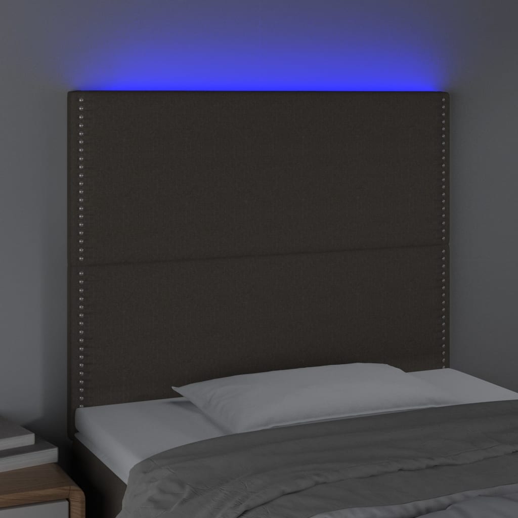 VidaXL Čelo postele s LED sivohnedé 80x5x118/128 cm látka