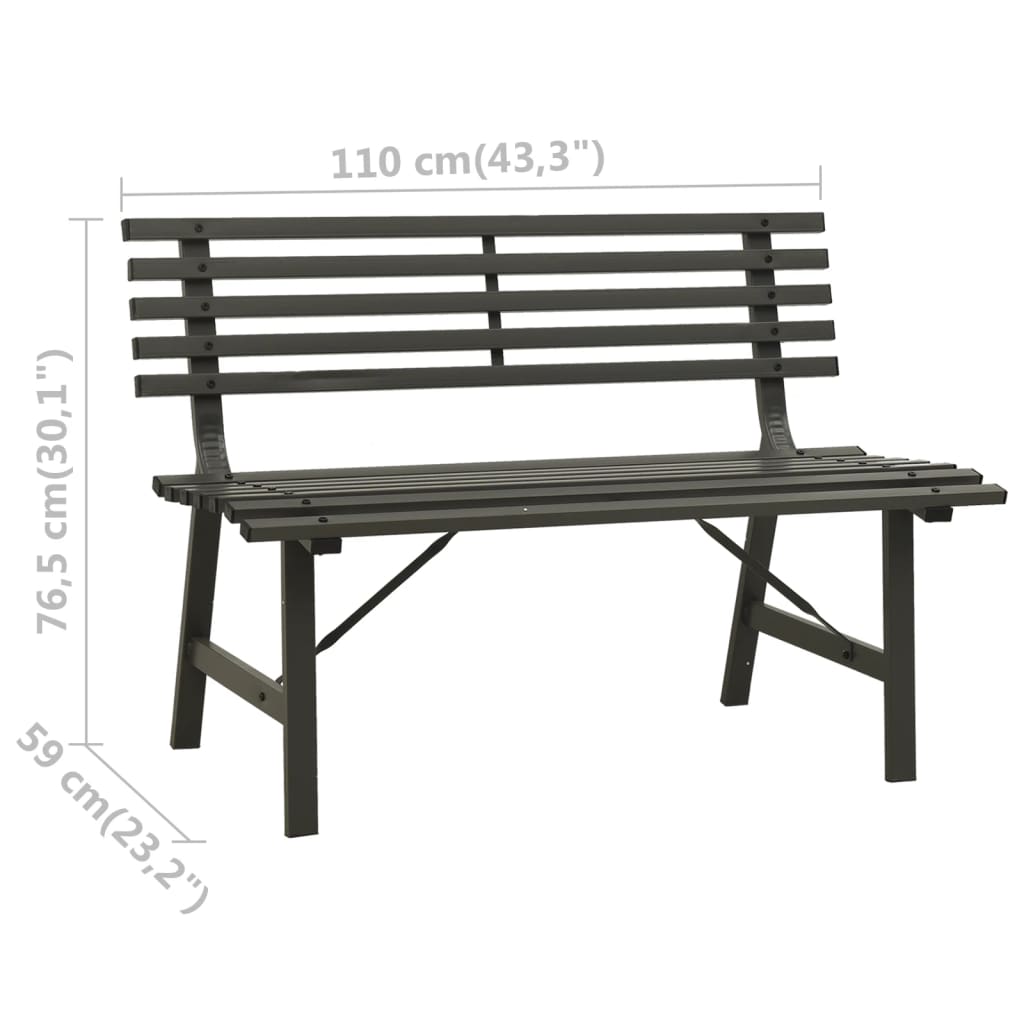 vidaXL Záhradná lavička 110 cm oceľová čierna