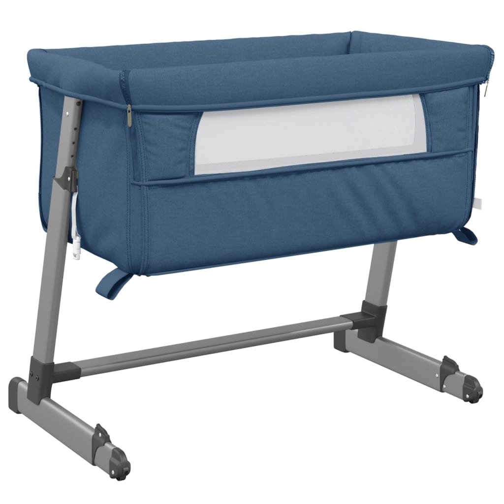 vidaXL Detská posteľ s matracom námornícka modrá ľanová látka