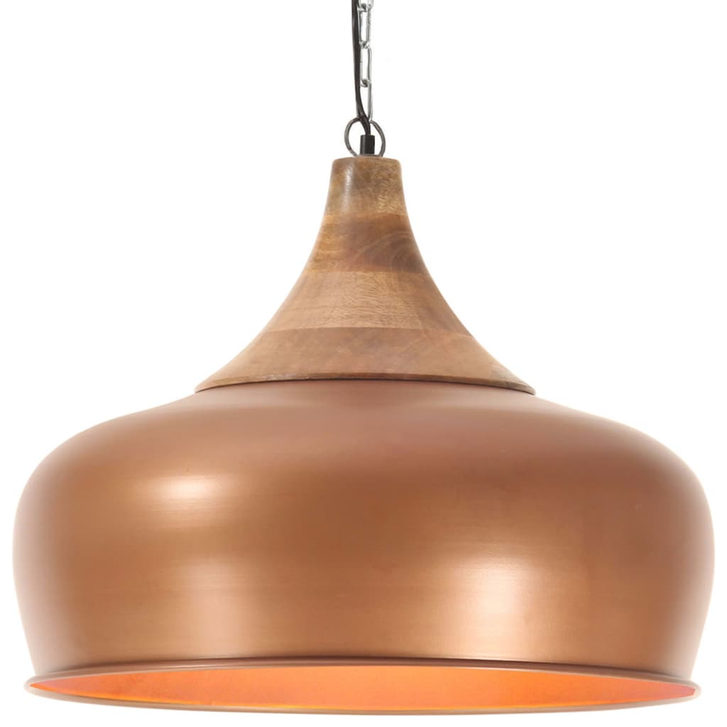 vidaXL Industriálna závesná lampa medená železo a masívne drevo 45 cm E27