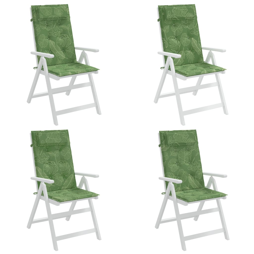 vidaXL Podušky na stoličky s vysokým operadlom 4 ks vzor lístia látka