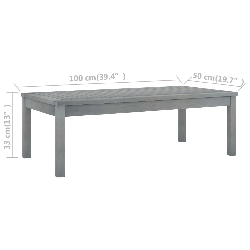 vidaXL Konferenčný stolík 100x50x33 cm sivý masívne akáciové drevo