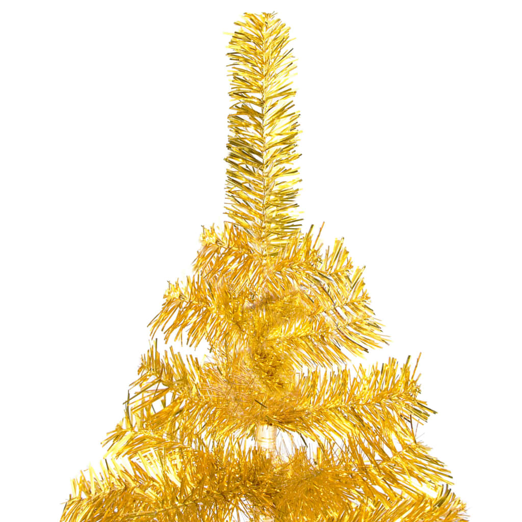 vidaXL Osvetlený umelý vianočný stromček+stojan, zlatý 240 cm, PET