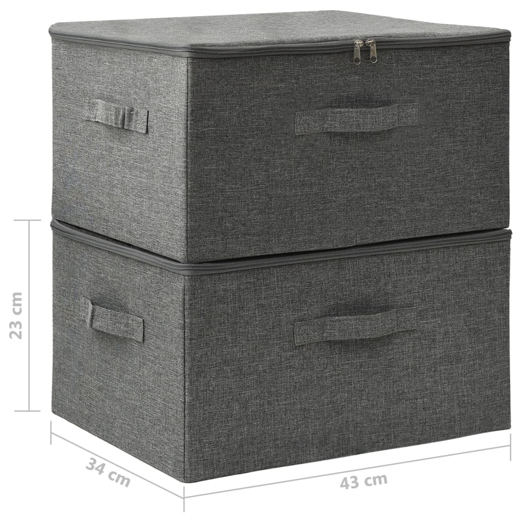 vidaXL Úložné boxy 2 ks látkové 43x34x23 cm antracitové