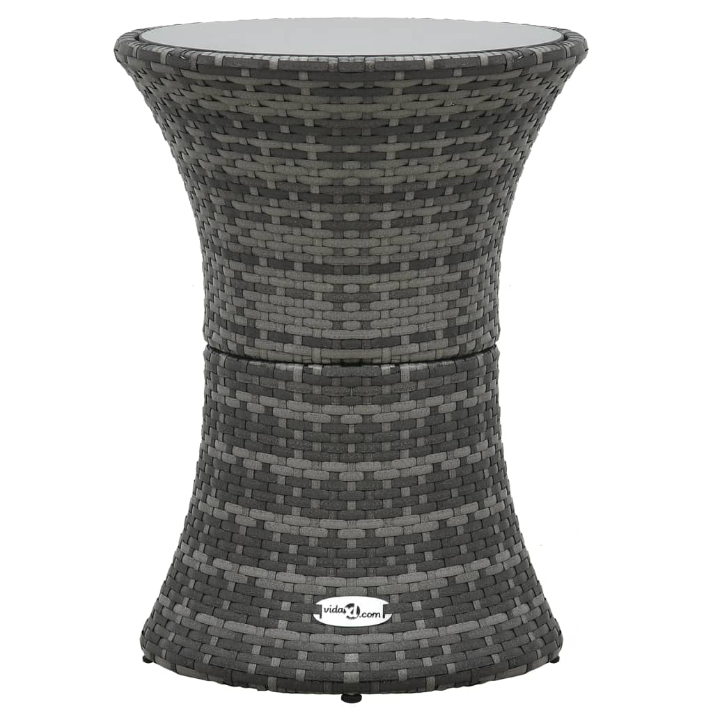 vidaXL Záhradný bočný stolík v tvare bubna šedý polyratanový