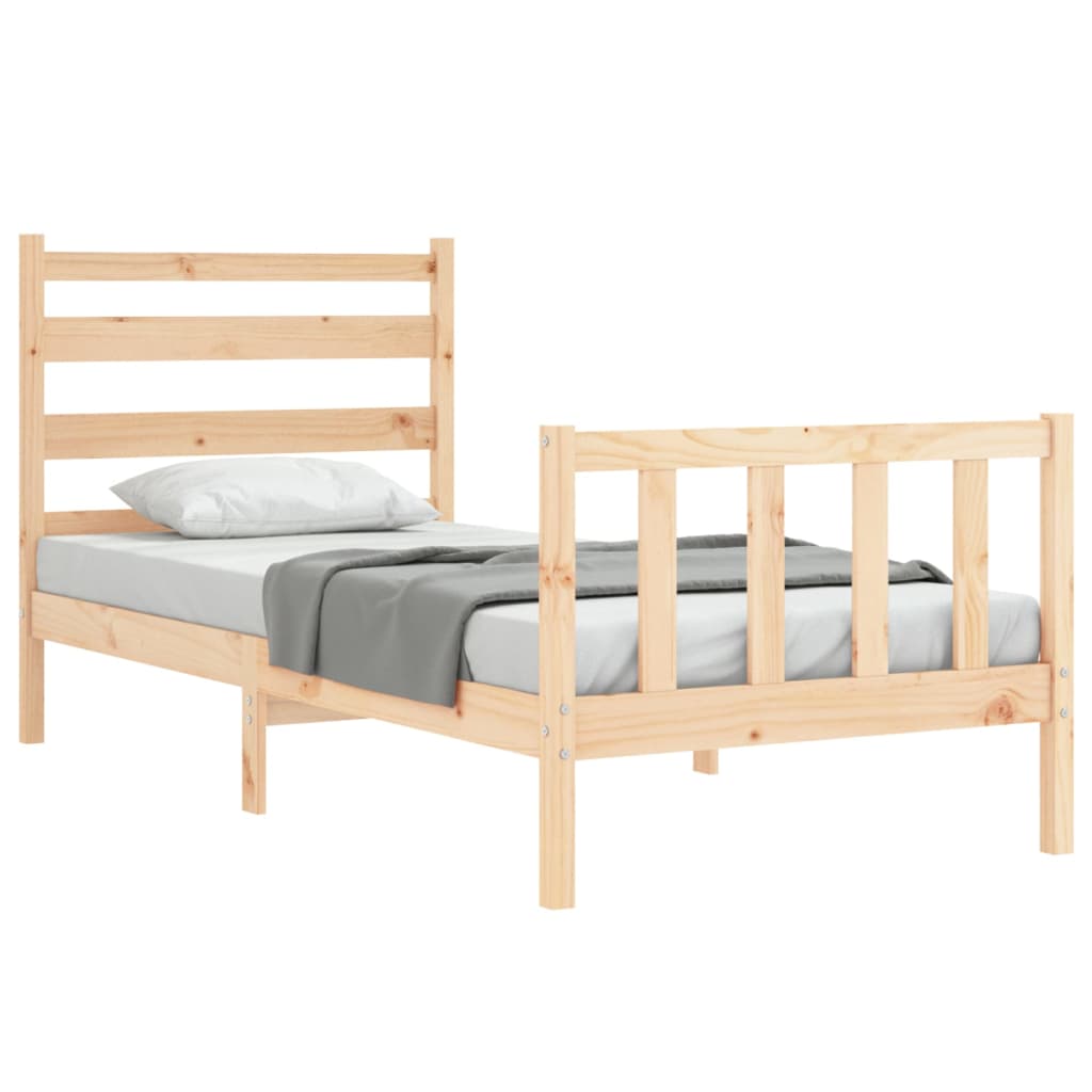 vidaXL Rám postele s čelom malé jednolôžko masívne drevo