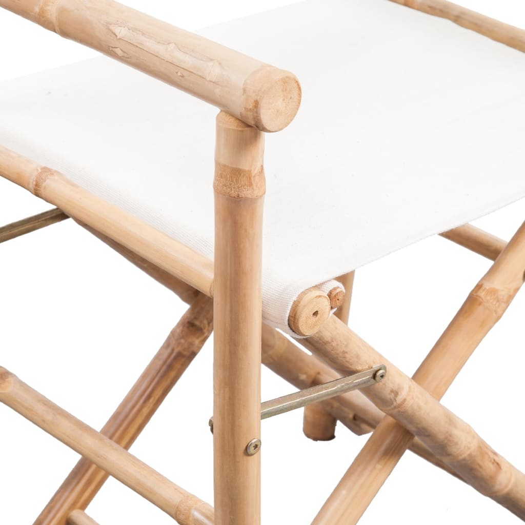vidaXL Skladacia režisérska stolička 2 ks, bambus a plátno