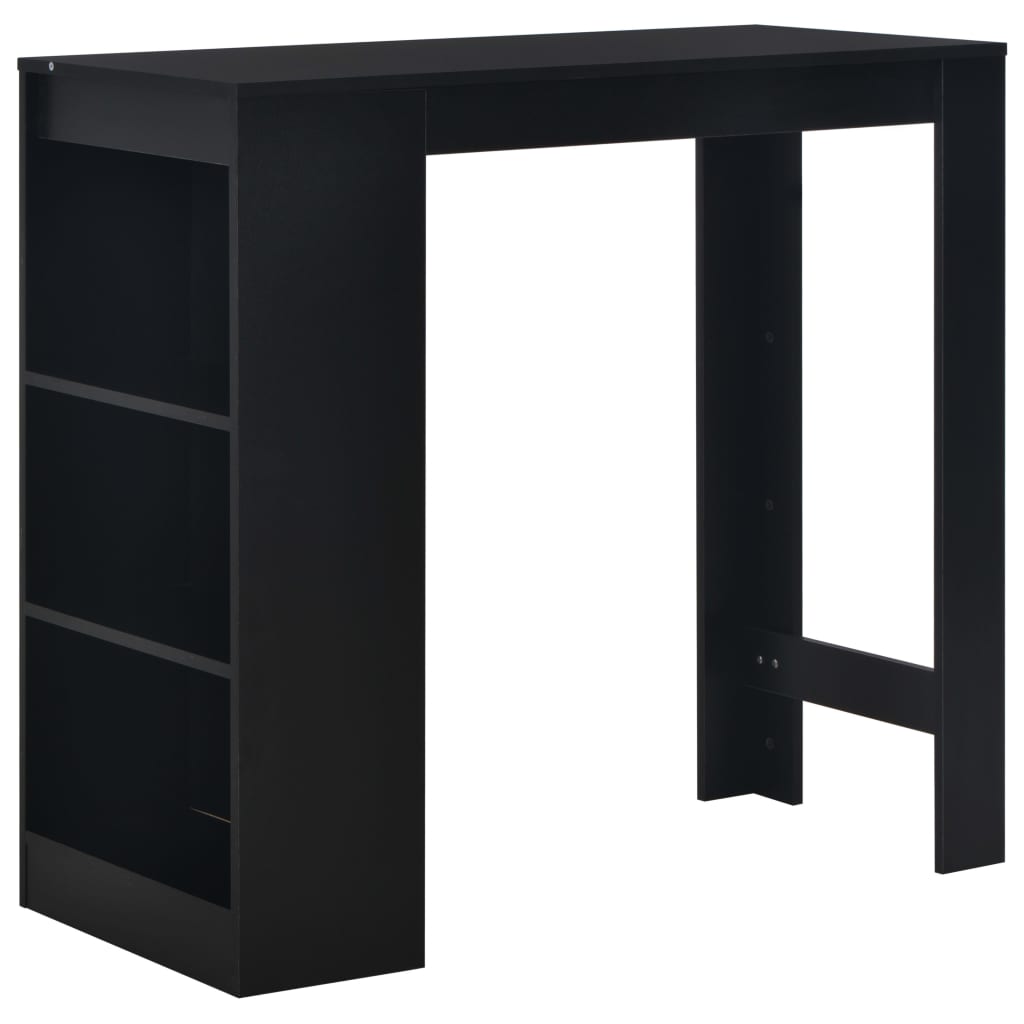 vidaXL Barový stôl s poličkou čierny 110x50x103 cm
