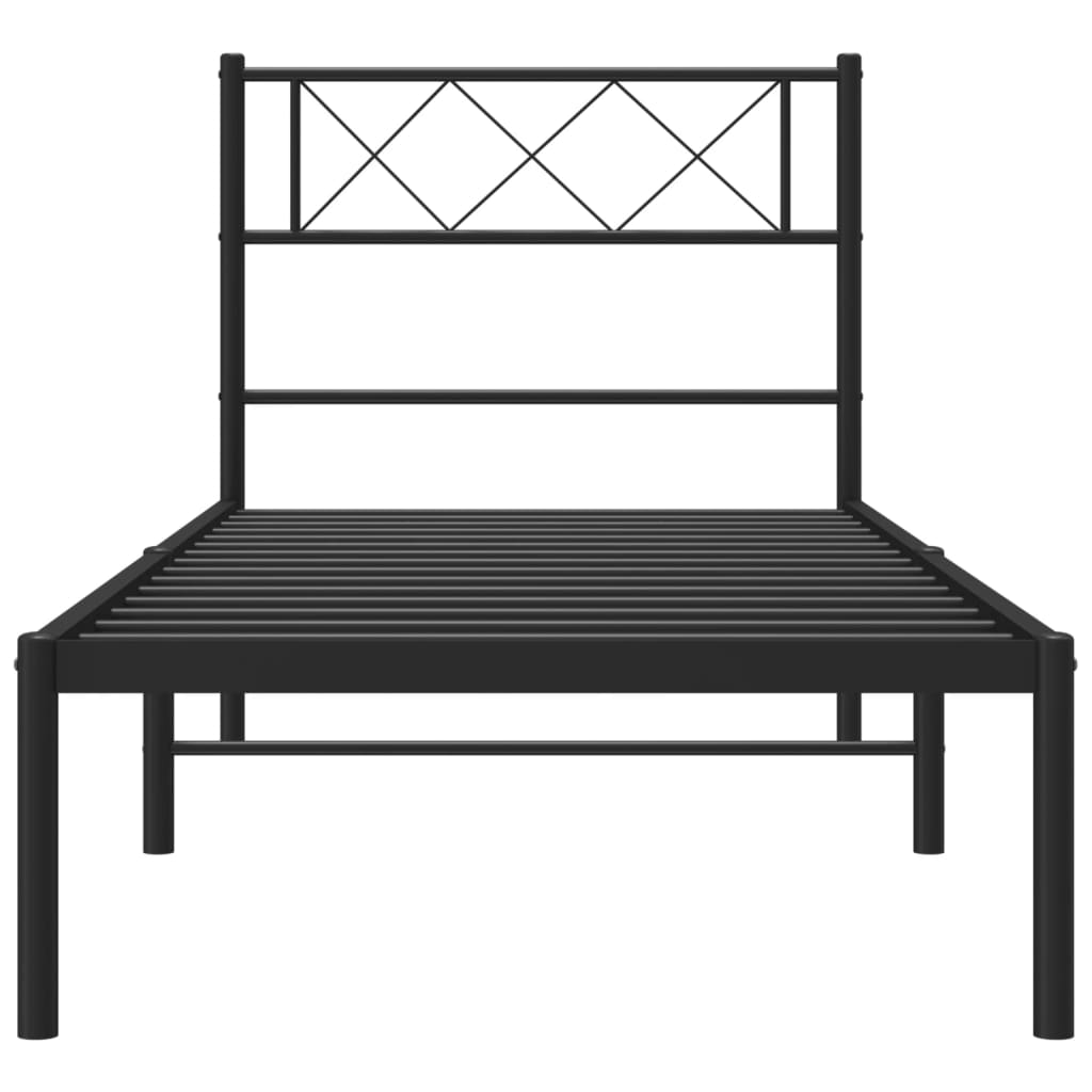 vidaXL Kovový rám postele s čelom čierny 75x190 cm