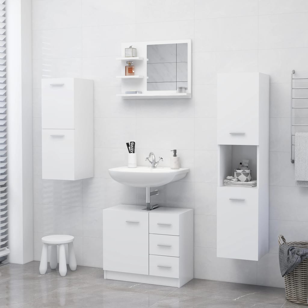 vidaXL Kúpeľňové zrkadlo, biele 60x10,5x45 cm, kompozitné drevo