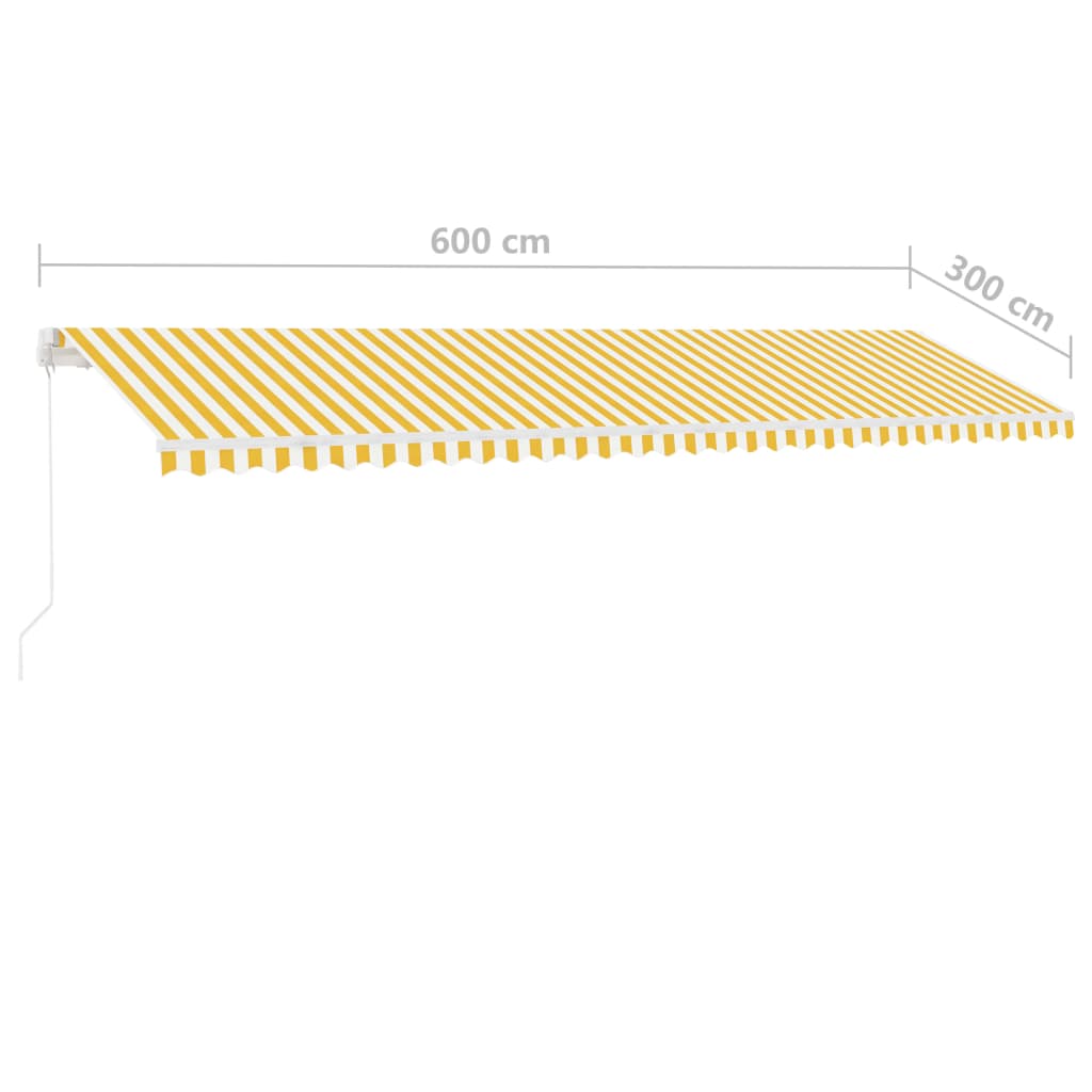 vidaXL Voľne stojaca ručne zaťahovacia markíza 600x300 cm, žlto biela