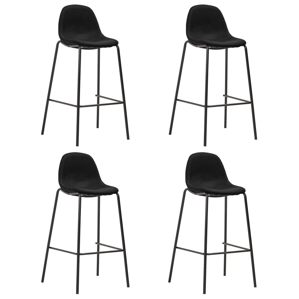vidaXL Barové stoličky 4 ks, čierne, látka