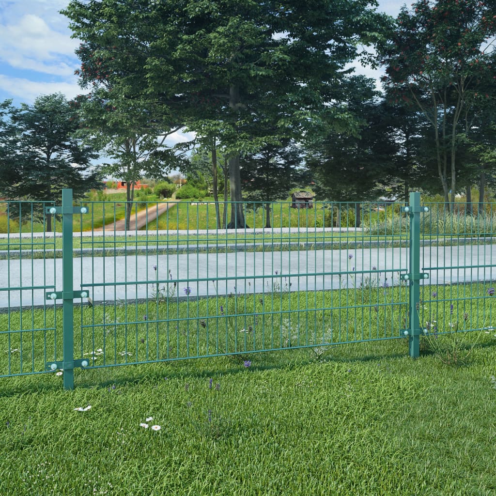 vidaXL Plotový panel so stĺpikmi, práškované železo 6x0,8 m, zelený