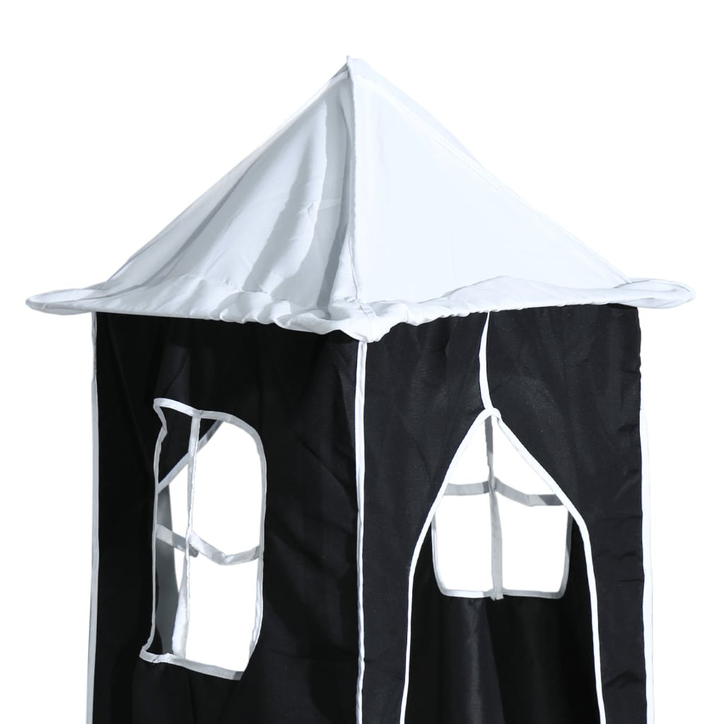 vidaXL Detská vyvýšená posteľ veža bielo-čierna 80x200 cm borovica