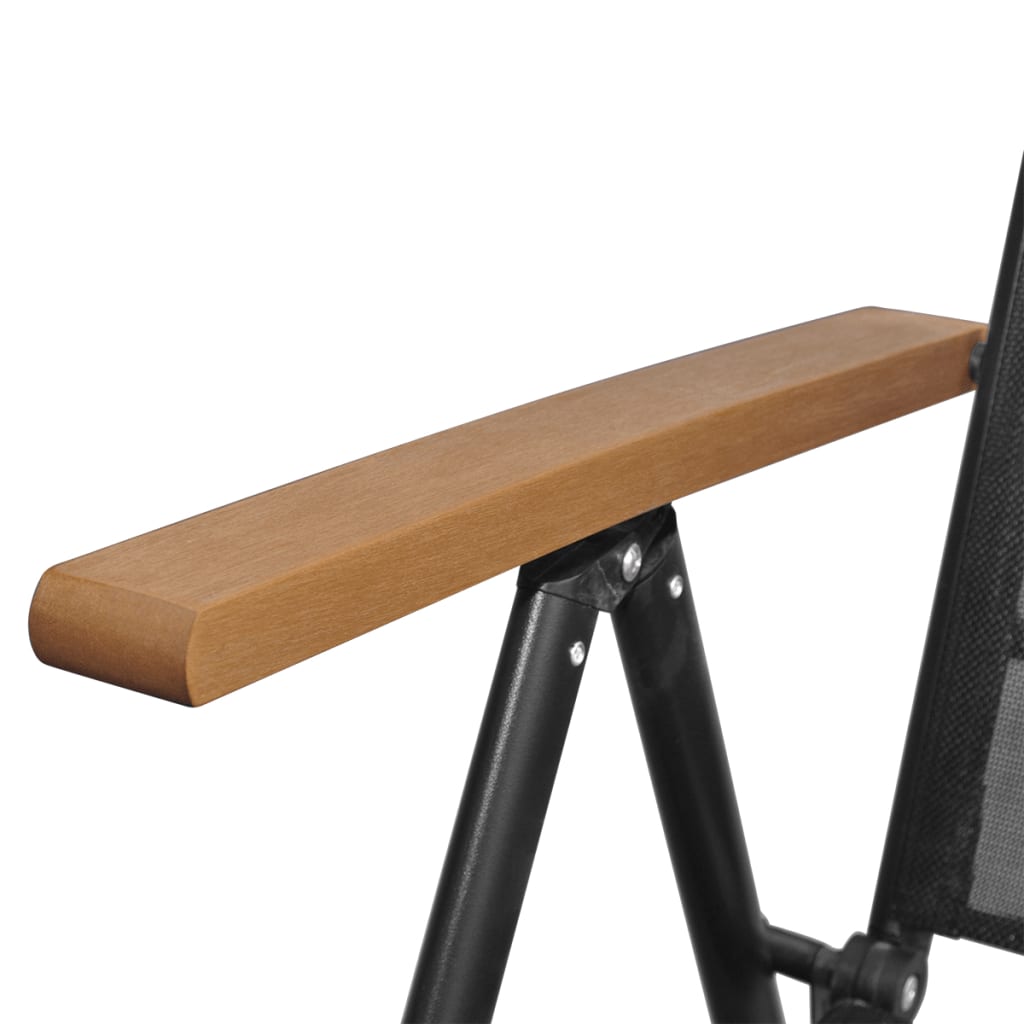 vidaXL 7-dielna vonkajšia jedálenská súprava so skladacími stoličkami čierna hliníková