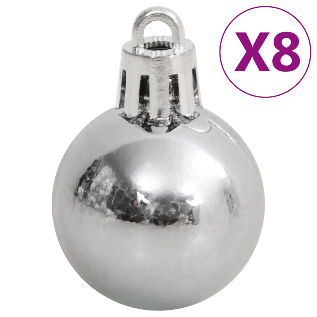 vidaXL 111-dielna sada vianočných ozdôb bielo-sivá polystyrén
