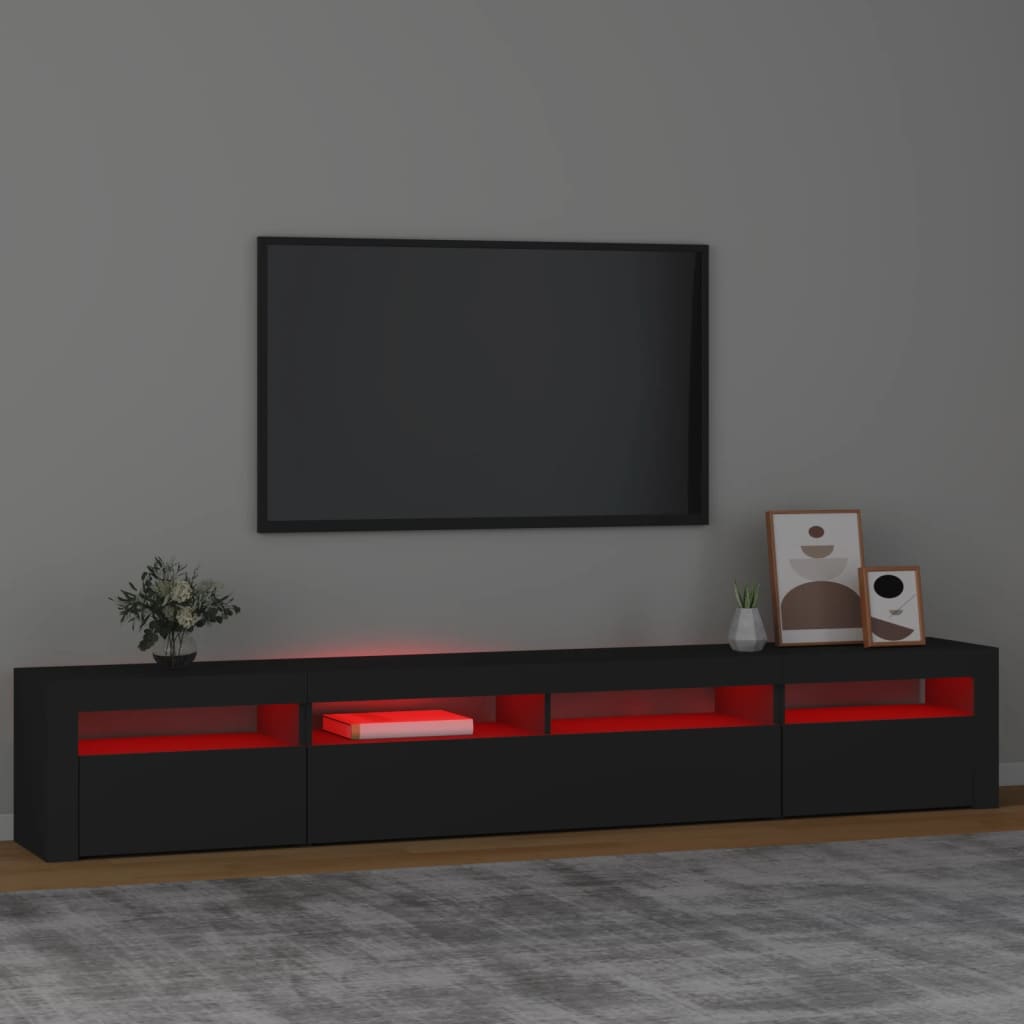 vidaXL TV skrinka s LED svetlami čierna 240x35x40 cm