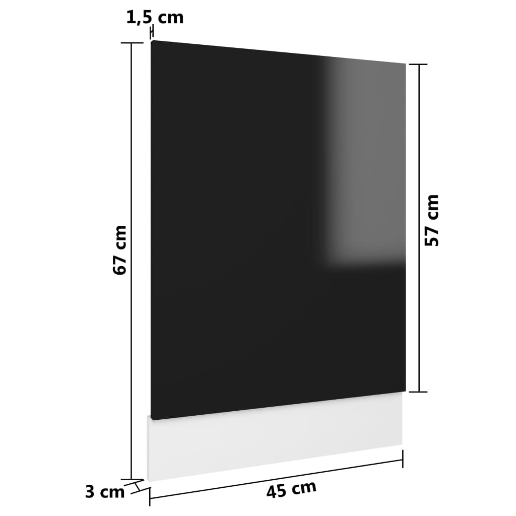vidaXL Dvierka na umývačku, lesklé čierne 45x3x67 cm, drevotrieska