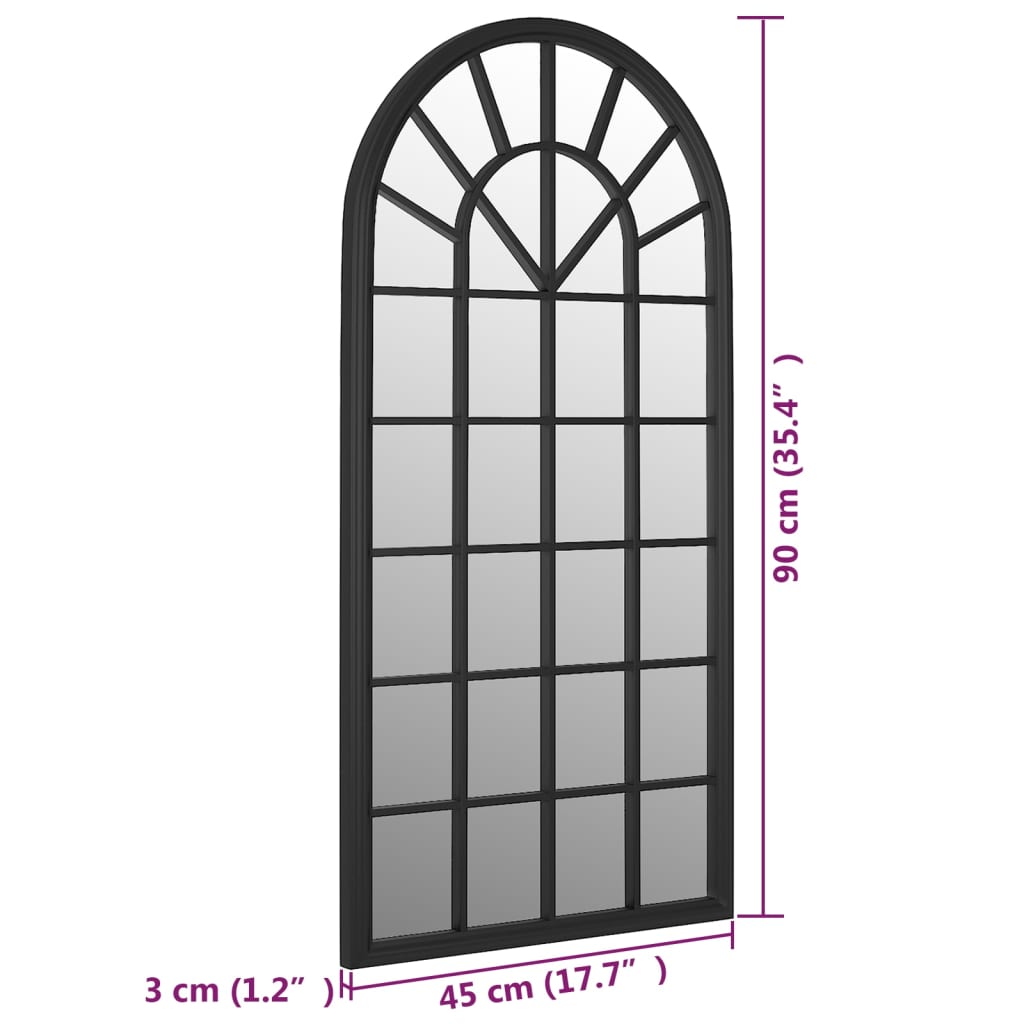 vidaXL Zrkadlo čierne 90x45 cm železo interiérové