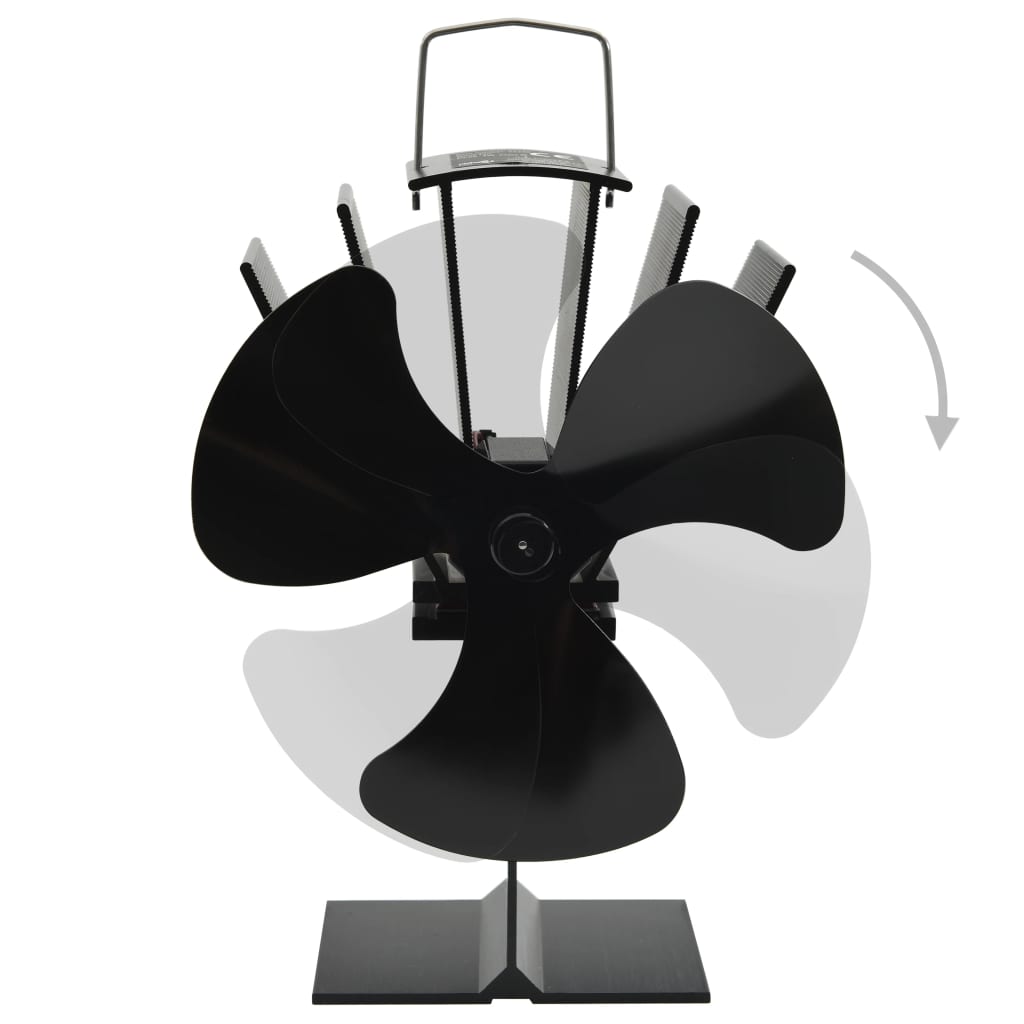 vidaXL Teplom poháňaný ventilátor na krb s 3 lopatkami čierny
