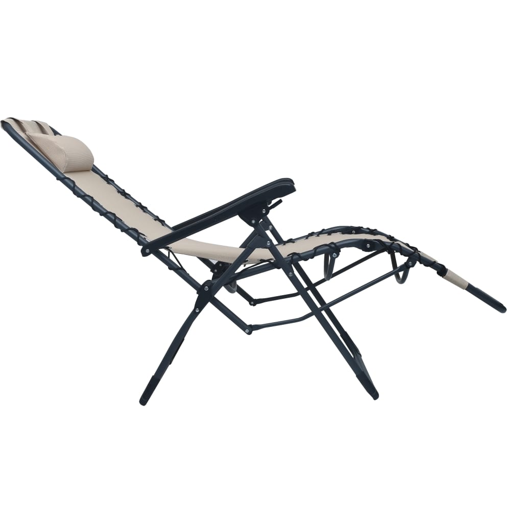 vidaXL Skladacia terasová stolička krémová látková