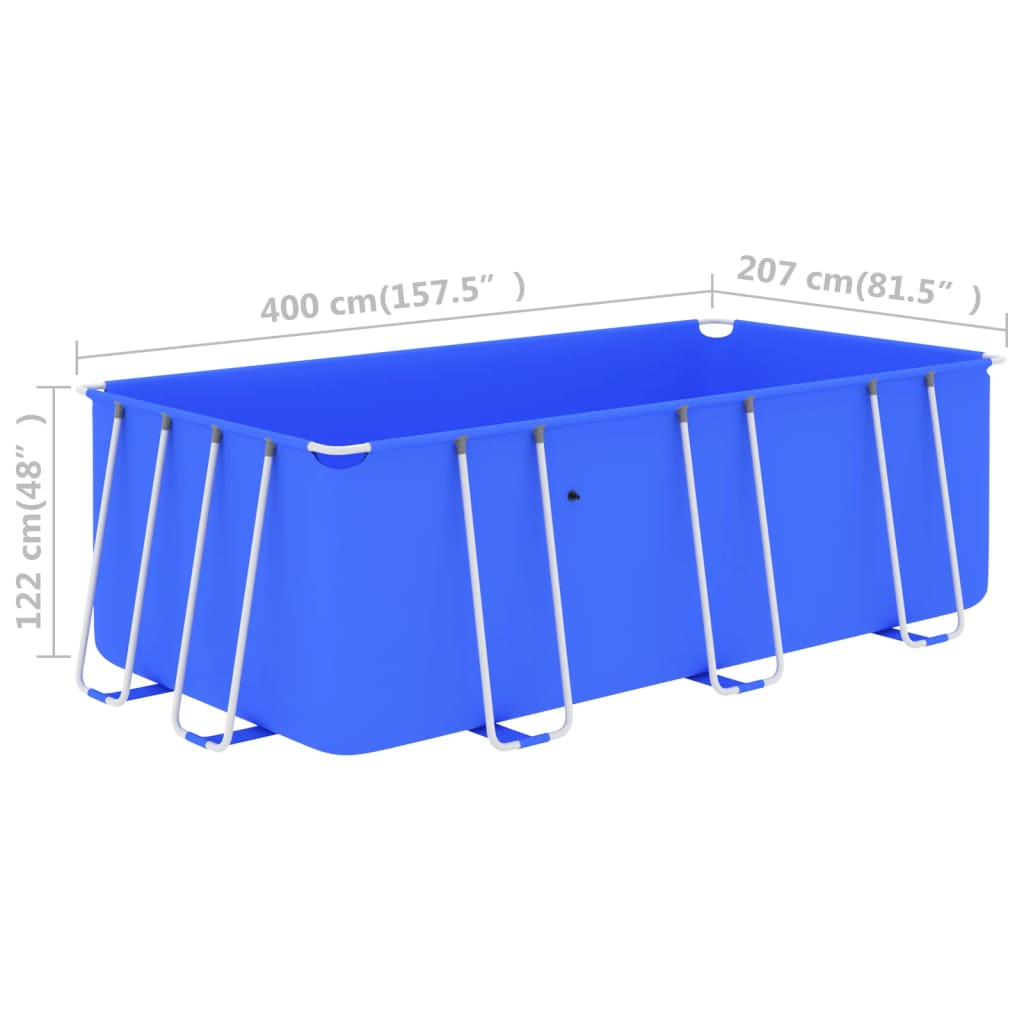 vidaXL Bazén s oceľovým rámom 400x207x122 cm modrý