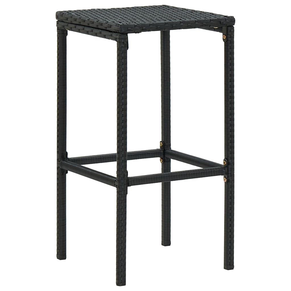 vidaXL Barové stoličky s vankúšmi 3 ks čierne polyratan