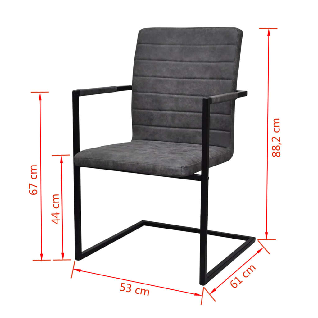 vidaXL Jedálenské stoličky, perová kostra 6 ks, sivé, umelá koža