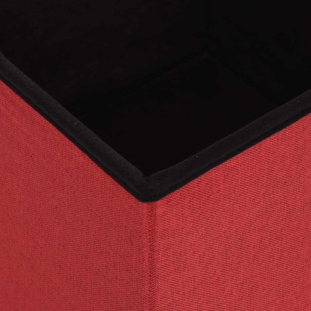 vidaXL Skladacia úložná taburetka vínovo-červená umelý ľan
